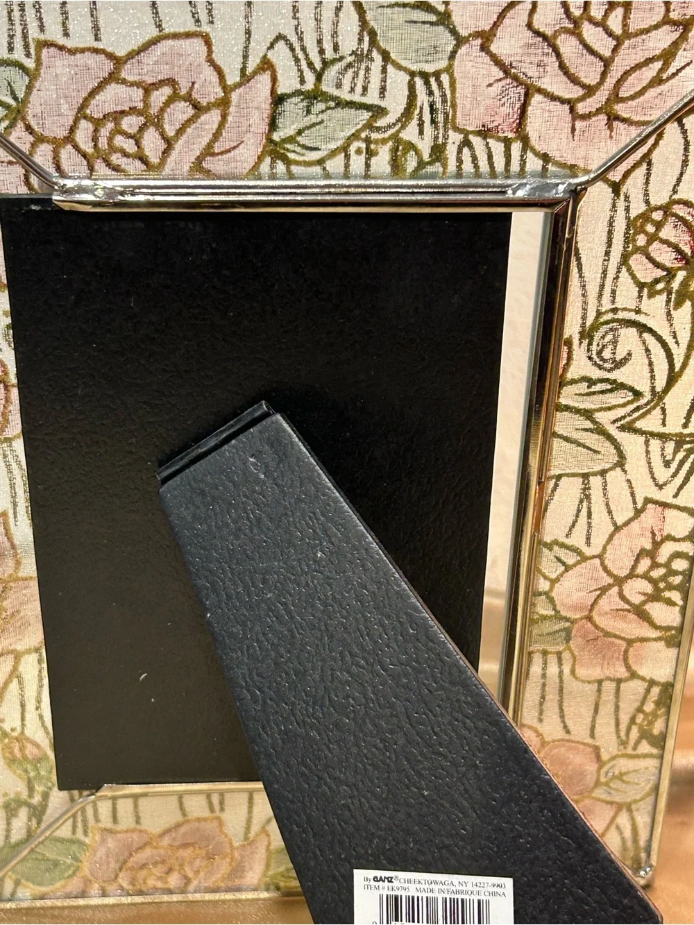 Beautiful GANZ Floral Glass Frame with Gold Accents